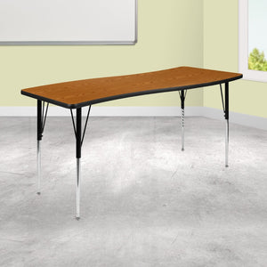 English Elm Wren Collaborative Activity Table with Adjustable Legs for Versatile Learning & Meeting Spaces Oak 26"W x 60"L XU-A3060-CON-OAK-T-A-GG