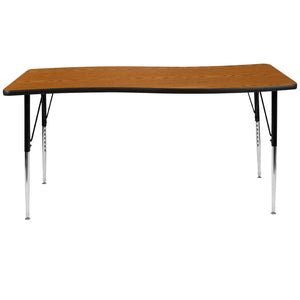 English Elm Wren Collaborative Activity Table with Adjustable Legs for Versatile Learning & Meeting Spaces Oak 26"W x 60"L XU-A3060-CON-OAK-T-A-GG