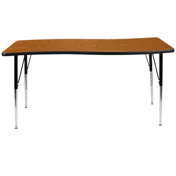 English Elm Wren Collaborative Activity Table with Adjustable Legs for Versatile Learning & Meeting Spaces Oak 26"W x 60"L XU-A3060-CON-OAK-T-A-GG