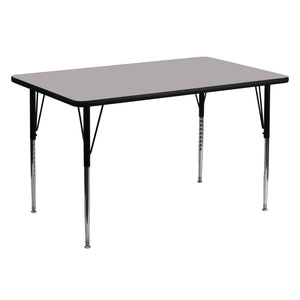 English Elm Wren Versatile Rectangular Activity Table with Height Adjustable Legs for Classrooms & Offices Gray 30"W x 60"L XU-A3060-REC-GY-H-A-GG