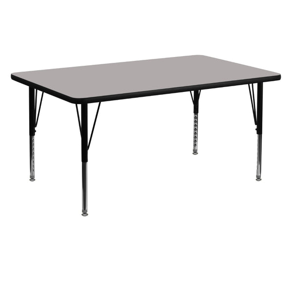 English Elm Wren Durable Activity Table for Preschool, Height Adjustable for Collaborative Learning & Play Gray 30"W x 60"L XU-A3060-REC-GY-H-P-GG