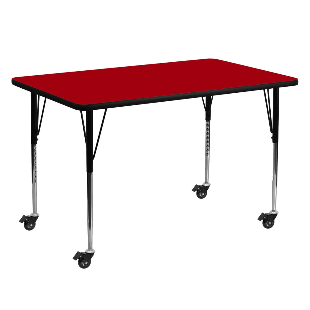 English Elm Wren Mobile Rectangular Activity Table - Durable, Adjustable, and Versatile for Classrooms & Projects Yellow 30"W x 60"L XU-A3060-REC-YEL-T-A-CAS-GG