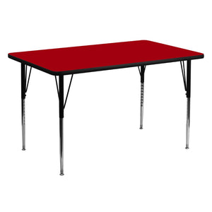 English Elm Wren Durable Thermal Laminate Activity Table with Adjustable Legs for Collaborative Learning Spaces Red 30"W x 60"L XU-A3060-REC-RED-T-A-GG