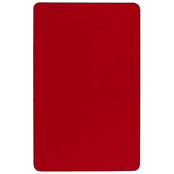 English Elm Wren Height Adjustable Activity Table for Kids - Durable, Scratch-Resistant, Easy to Clean Design Red 30"W x 60"L XU-A3060-REC-RED-T-P-GG