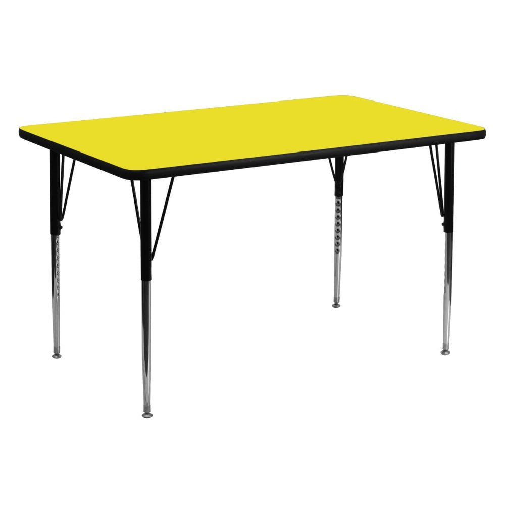 English Elm Wren Versatile Rectangular Activity Table with Height Adjustable Legs for Classrooms & Offices Yellow 30"W x 60"L XU-A3060-REC-YEL-H-A-GG
