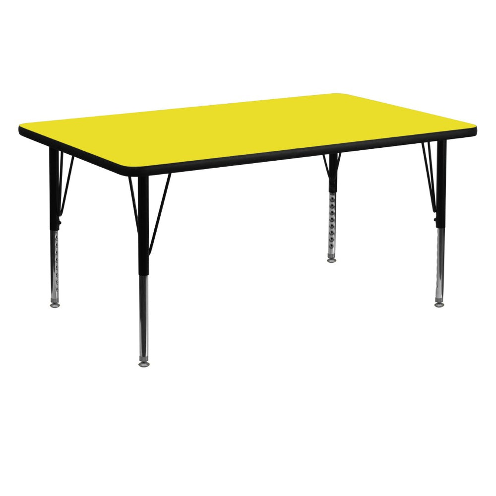 English Elm Wren Durable Activity Table for Preschool, Height Adjustable for Collaborative Learning & Play Yellow 30"W x 60"L XU-A3060-REC-YEL-H-P-GG