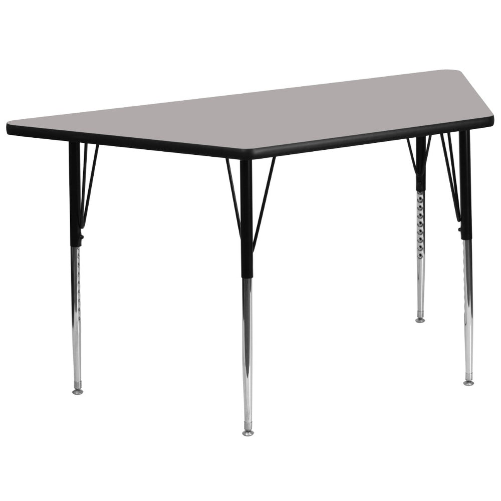English Elm Wren Durable Activity Table for Classrooms and Home Use - Height Adjustable, Stain Resistant Design Gray 29.5"W x 57.25"L Trapezoid XU-A3060-TRAP-GY-H-A-GG