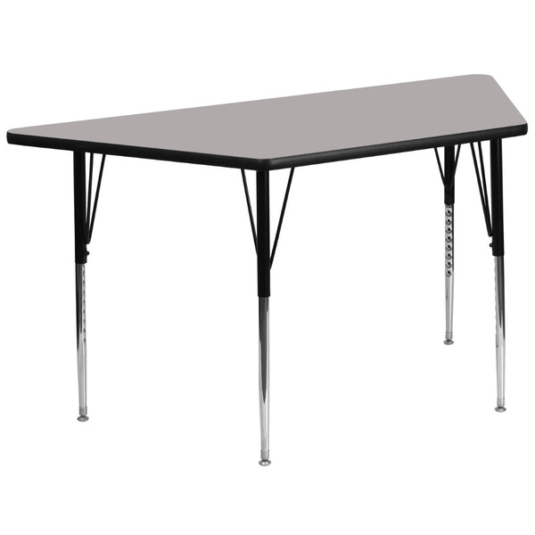 English Elm Wren Durable Activity Table for Classrooms and Home Use - Height Adjustable, Stain Resistant Design Gray 29.5"W x 57.25"L Trapezoid XU-A3060-TRAP-GY-H-A-GG