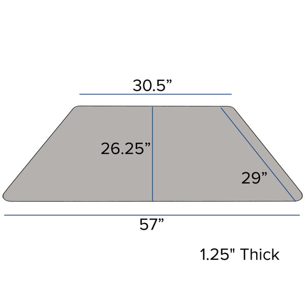 English Elm Wren Mobile Trapezoid Activity Table with Height Adjustable Legs for Flexible Collaborative Spaces Gray 29.5"W x 57.25"L Trapezoid XU-A3060-TRAP-GY-T-A-CAS-GG
