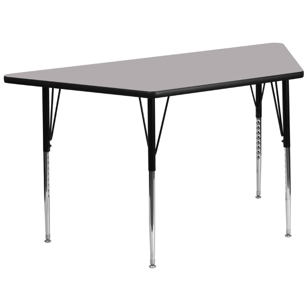 English Elm Wren Versatile Trapezoid Activity Table with Durable Thermal Laminate & Adjustable Height for All Users Gray 29.5"W x 57.25"L Trapezoid XU-A3060-TRAP-GY-T-A-GG