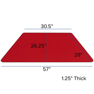 English Elm Wren Mobile Trapezoid Activity Table with Height Adjustable Legs for Flexible Collaborative Spaces Red 29.5"W x 57.25"L Trapezoid XU-A3060-TRAP-RED-T-A-CAS-GG