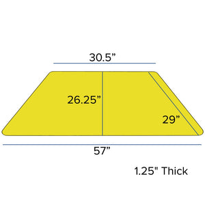 English Elm Wren Mobile Trapezoid Activity Table with Height Adjustable Legs for Flexible Collaborative Spaces Yellow 29.5"W x 57.25"L Trapezoid XU-A3060-TRAP-YEL-T-A-CAS-GG
