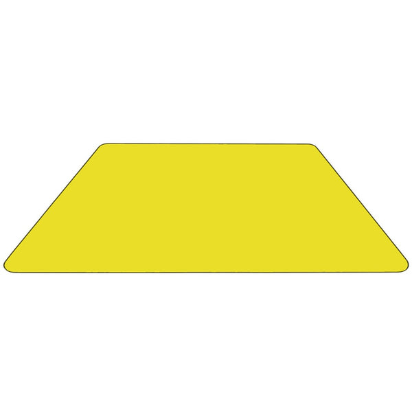 English Elm Wren Mobile Trapezoid Activity Table with Height Adjustable Legs for Flexible Collaborative Spaces Yellow 29.5"W x 57.25"L Trapezoid XU-A3060-TRAP-YEL-T-A-CAS-GG