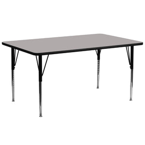 English Elm Wren Rectangular Heavy-Duty Activity Table with Adjustable Height for Classrooms and Meeting Spaces Gray 30"W x 72"L XU-A3072-REC-GY-H-A-GG