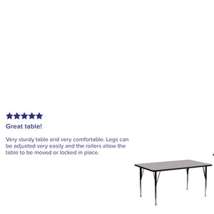 English Elm Wren Rectangular Heavy-Duty Activity Table with Adjustable Height for Classrooms and Meeting Spaces Gray 30"W x 72"L XU-A3072-REC-GY-H-A-GG