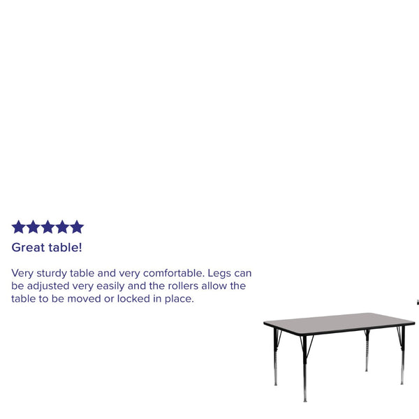 English Elm Wren Rectangular Heavy-Duty Activity Table with Adjustable Height for Classrooms and Meeting Spaces Gray 30"W x 72"L XU-A3072-REC-GY-H-A-GG