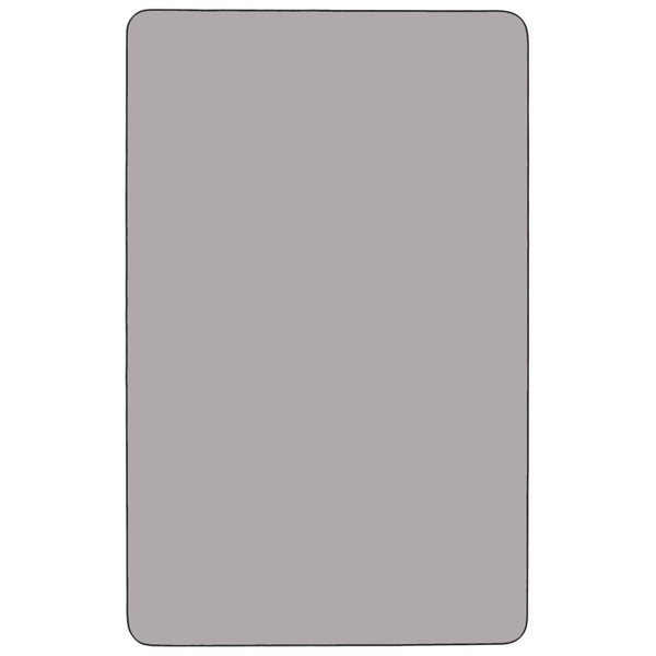 English Elm Wren Mobile Rectangular Thermal Laminate Activity Table with Adjustable Height for Versatile Use Gray 30"W x 72"L XU-A3072-REC-GY-T-A-CAS-GG