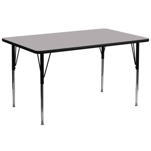 English Elm Wren Rectangular Thermal Laminate Activity Table – Durable, Height Adjustable for Versatile Use Gray 30"W x 72"L XU-A3072-REC-GY-T-A-GG