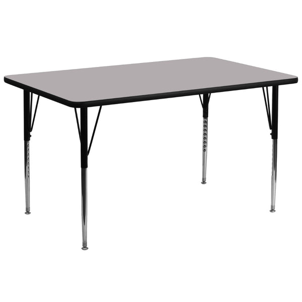 English Elm Wren Rectangular Thermal Laminate Activity Table – Durable, Height Adjustable for Versatile Use Gray 30"W x 72"L XU-A3072-REC-GY-T-A-GG