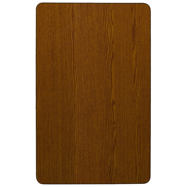 English Elm Wren Height Adjustable Rectangular Activity Table for Young Learners - Durable & Versatile Design Oak 30"W x 72"L XU-A3072-REC-OAK-H-P-CAS-GG