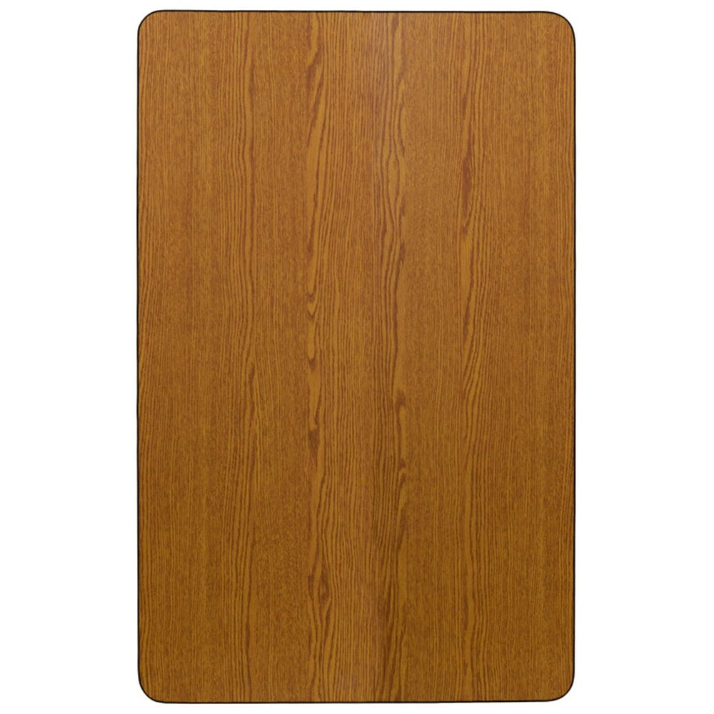 English Elm Wren Rectangular Thermal Laminate Activity Table - Height Adjustable for Creative Learning Spaces Oak 30"W x 72"L XU-A3072-REC-OAK-T-P-GG