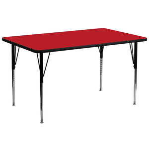 English Elm Wren Rectangular Heavy-Duty Activity Table with Adjustable Height for Classrooms and Meeting Spaces Red 30"W x 72"L XU-A3072-REC-RED-H-A-GG