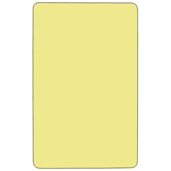 English Elm Wren Mobile Rectangular Thermal Laminate Activity Table with Adjustable Height for Versatile Use Yellow 30"W x 72"L XU-A3072-REC-YEL-T-A-CAS-GG