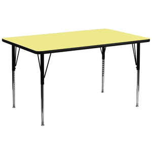 English Elm Wren Rectangular Thermal Laminate Activity Table – Durable, Height Adjustable for Versatile Use Yellow 30"W x 72"L XU-A3072-REC-YEL-T-A-GG