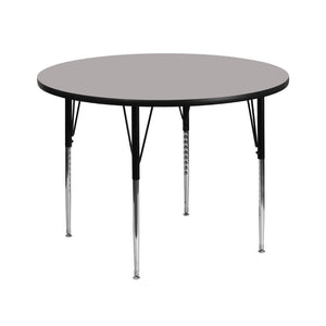 English Elm Wren Activity Table for Classrooms - Durable Laminate Surface with Height Adjustable Legs and Flexibility Gray 42" Round XU-A42-RND-GY-H-A-GG