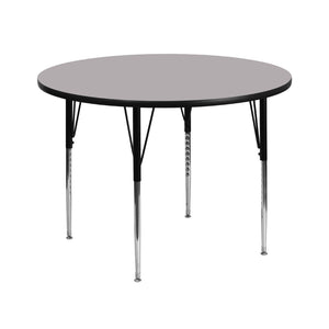 English Elm Wren Activity Table - Durable, Adjustable Height Design for Collaborative Learning and Multi-Use Spaces Gray 42" Round XU-A42-RND-GY-T-A-GG