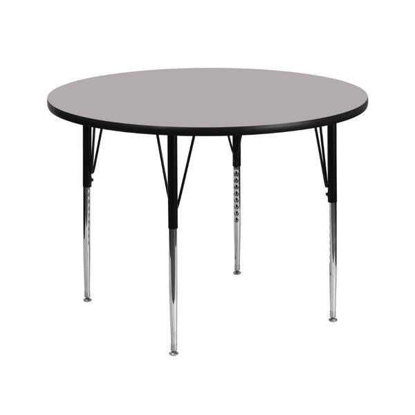 English Elm Wren Activity Table - Durable, Adjustable Height Design for Collaborative Learning and Multi-Use Spaces Gray 42" Round XU-A42-RND-GY-T-A-GG
