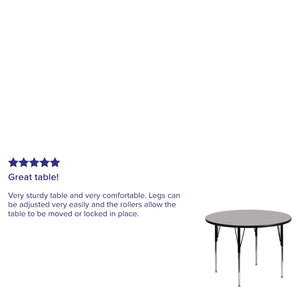 English Elm Wren Activity Table - Durable, Adjustable Height Design for Collaborative Learning and Multi-Use Spaces Gray 42" Round XU-A42-RND-GY-T-A-GG