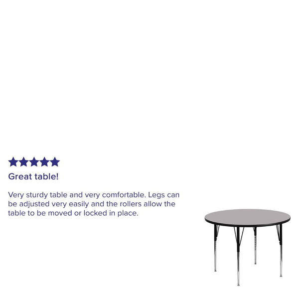 English Elm Wren Activity Table - Durable, Adjustable Height Design for Collaborative Learning and Multi-Use Spaces Gray 42" Round XU-A42-RND-GY-T-A-GG