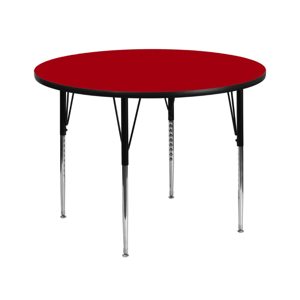 English Elm Wren Activity Table - Durable, Adjustable Height Design for Collaborative Learning and Multi-Use Spaces Red 42" Round XU-A42-RND-RED-T-A-GG