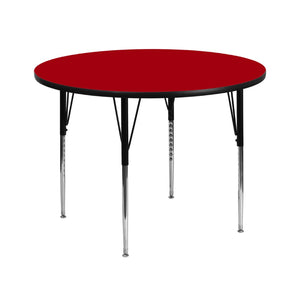 English Elm Wren Activity Table - Durable, Adjustable Height Design for Collaborative Learning and Multi-Use Spaces Red 42" Round XU-A42-RND-RED-T-A-GG