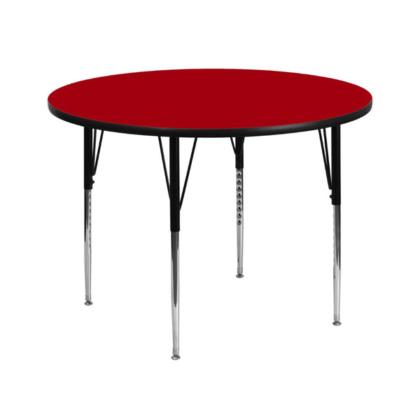 English Elm Wren Activity Table - Durable, Adjustable Height Design for Collaborative Learning and Multi-Use Spaces Red 42" Round XU-A42-RND-RED-T-A-GG