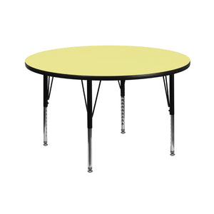 English Elm Wren Activity Table for Collaborative Learning - Height Adjustable, Durable, Ideal for Kids' Play Areas Yellow 42" Round XU-A42-RND-YEL-T-P-GG