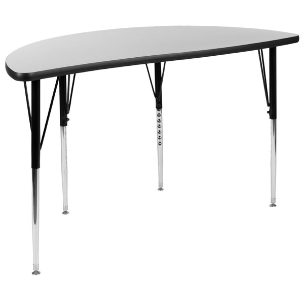 English Elm Wren Collaborative Activity Table for Flexible Workspaces - Durable, Adjustable, and Modern Design Grey 47.5"L Half Circle XU-A48-HCIRC-GY-T-A-GG