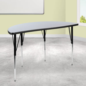 English Elm Wren Collaborative Activity Table for Flexible Workspaces - Durable, Adjustable, and Modern Design Grey 47.5"L Half Circle XU-A48-HCIRC-GY-T-A-GG