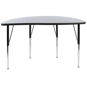 English Elm Wren Collaborative Activity Table for Flexible Workspaces - Durable, Adjustable, and Modern Design Grey 47.5"L Half Circle XU-A48-HCIRC-GY-T-A-GG