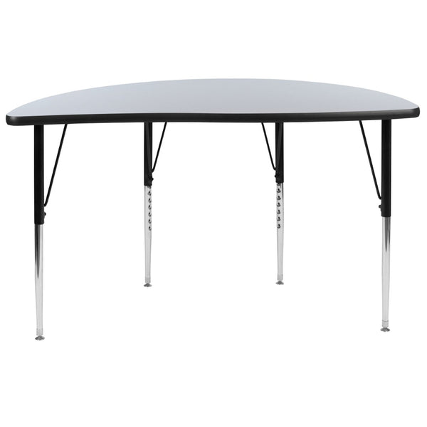 English Elm Wren Collaborative Activity Table for Flexible Workspaces - Durable, Adjustable, and Modern Design Grey 47.5"L Half Circle XU-A48-HCIRC-GY-T-A-GG