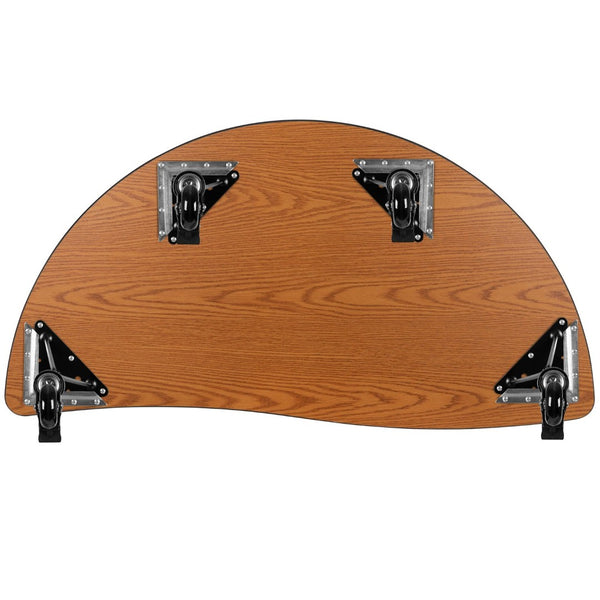 English Elm Wren Mobile Half Circle Activity Table for Collaborative Learning – Durable, Height Adjustable Design Grey 47.5"L Half Circle XU-A48-HCIRC-GY-T-P-CAS-GG