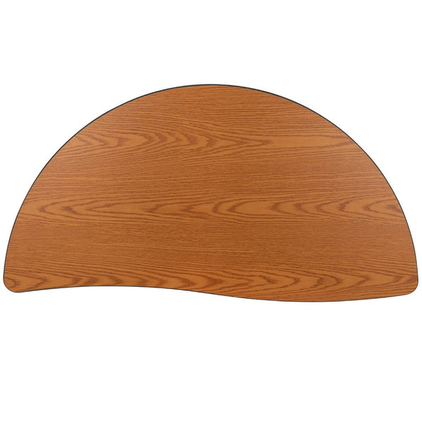 English Elm Wren Mobile Half Circle Activity Table for Collaborative Learning – Durable, Height Adjustable Design Oak 47.5"L Half Circle XU-A48-HCIRC-OAK-T-P-CAS-GG