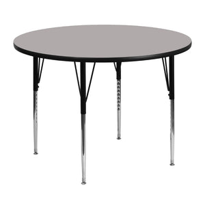 English Elm Wren Activity Table for Classrooms and Home - Durable, Adjustable Height for Collaborative Learning Gray 48" Round XU-A48-RND-GY-H-A-GG