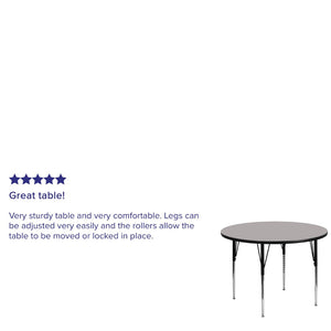 English Elm Wren Activity Table for Classrooms and Home - Durable, Adjustable Height for Collaborative Learning Gray 48" Round XU-A48-RND-GY-H-A-GG