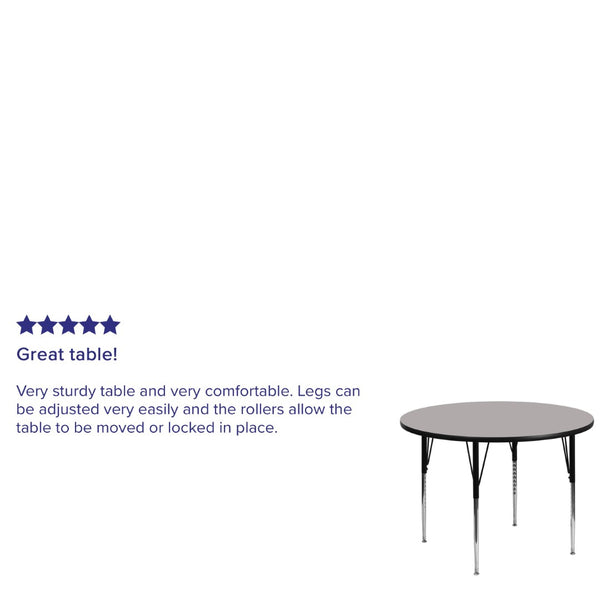 English Elm Wren Activity Table for Classrooms and Home - Durable, Adjustable Height for Collaborative Learning Gray 48" Round XU-A48-RND-GY-H-A-GG