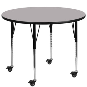 English Elm Wren Mobile Activity Table: Durable, Adjustable, and Versatile for Classrooms and Multipurpose Use Gray 48" Round XU-A48-RND-GY-T-A-CAS-GG