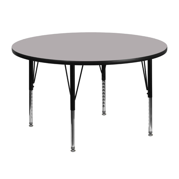 English Elm Wren Activity Table - Durable Height Adjustable Table for Group Learning & Play in Classrooms Gray 48" Round XU-A48-RND-GY-T-P-GG