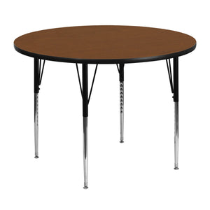 English Elm Wren Activity Table for Classrooms and Home - Durable, Adjustable Height for Collaborative Learning Oak 48" Round XU-A48-RND-OAK-H-A-GG