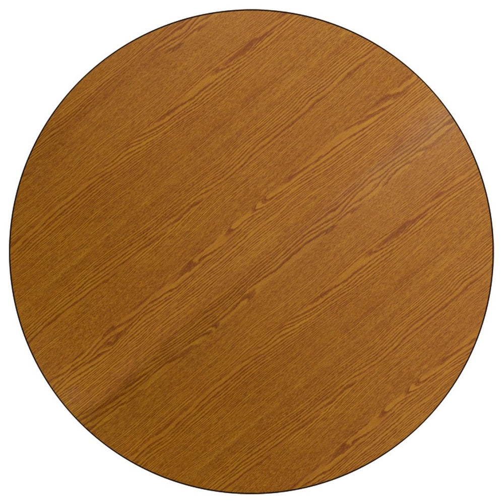 English Elm Wren Mobile Activity Table for Preschool - Durable, Adjustable Height, Perfect for Group Learning Oak 48" Round XU-A48-RND-OAK-T-P-CAS-GG